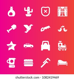 Premium set with fill vector icons. Such as mediterranean, kitchen, star, cactus, service, interior, shovel, desert, highway, olive, security, nature, home, move, industrial, closed, reparation, sign