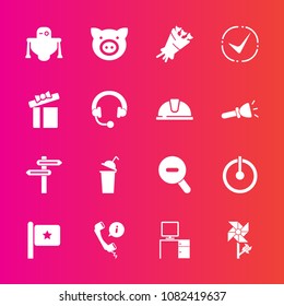 Premium set with fill vector icons. Such as power, android, support, center, beautiful, cyborg, desk, national, robot, flower, holiday, drink, nation, spring, web, beverage, present, animal, work, box