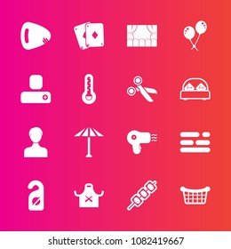 Premium set with fill vector icons. Such as white, layout, culture, motel, japan, table, thermometer, music, poker, basket, privacy, decoration, birthday, business, chief, game, grilled, store, wagasa