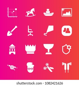 Premium set with fill vector icons. Such as shovel, diagram, military, baby, style, picture, fashion, security, luxury, child, sea, music, boat, queen, toy, internet, construction, graphic, ship, cute