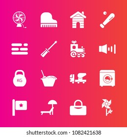 Premium set with fill vector icons. Such as flower, machine, sport, housework, america, estate, nature, food, national, house, blossom, sign, baseball, template, table, piano, real, chinese, building