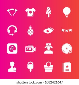 Premium set with fill vector icons. Such as parachuting, sky, baby, avatar, fashion, style, pineapple, care, equipment, medical, clothes, child, delete, video, profile, icecream, camera, food, user