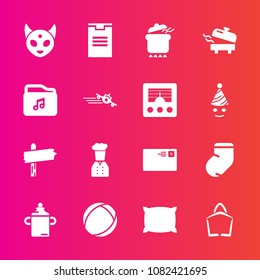 Premium set with fill vector icons. Such as dinner, warm, ball, winter, bottle, plastic, monster, alien, internet, space, letter, shipping, communication, package, arrow, business, send, mail, pillow