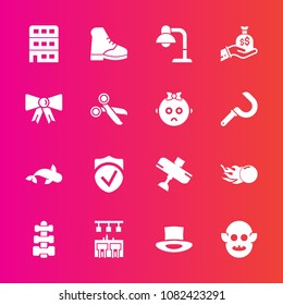 Premium set with fill vector icons. Such as alien, fiction, fitness, business, cute, hat, white, airplane, plane, space, comet, suit, security, sack, sea, lamp, food, bow, house, tool, boot, tie, ufo