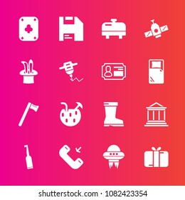 Premium set with fill vector icons. Such as wrench, summer, glass, cocktail, boiler, electric, toothbrush, fashion, button, money, finance, hammer, spacecraft, equipment, ufo, technology, bank, tooth