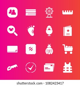 Premium set with fill vector icons. Such as paper, stamp, lady, wheel, safety, london, bug, group, check, commerce, life, care, file, cheeseburger, letter, people, team, comb, food, work, mail, social