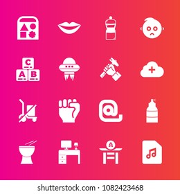 Premium set with fill vector icons. Such as sound, human, play, lips, hand, spray, music, send, note, percussion, shipping, broom, desk, musical, child, japanese, message, equipment, work, culture