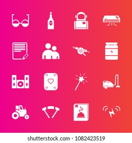 Premium set with fill vector icons. Such as agricultural, cosmonaut, tractor, science, sun, jump, poker, air, home, field, energy, cinema, astronaut, glass, eye, text, alcohol, drink, menu, technology