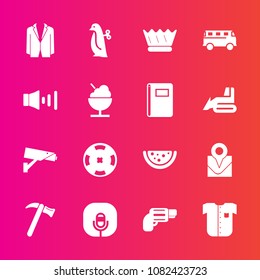 Premium set with fill vector icons. Such as suit, sign, gun, poker, map, camera, firearm, food, surveillance, casino, fashion, tool, travel, children, royal, weapon, money, location, crown, spanner