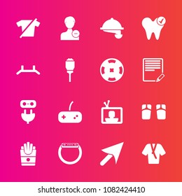 Premium set with fill vector icons. Such as dental, clothing, power, plug, television, user, waiter, technology, service, flip, white, bathrobe, dentist, gadget, beach, sign, watch, food, avatar, web