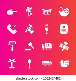 Premium set with fill vector icons. Such as justice, roller, food, cocktail, transport, law, air, meal, glass, drink, conditioning, animal, roll, basket, car, wildlife, market, bird, white, delivery