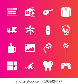 Premium set with fill vector icons. Such as health, candy, lollipop, picture, summer, healthy, spray, safety, housework, cleaner, game, cement, concrete, business, dental, joystick, guitar, drink, web