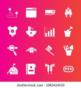 Premium set with fill vector icons. Such as dentist, conditioning, destination, directory, hygiene, house, plastic, cooking, food, clean, ice, website, business, research, healthy, browser, web, space