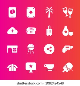 Premium set with fill vector icons. Such as food, cappuccino, , computer, table, star, mobile, coffee, grill, pistol, fish, bbq, sweet, button, seafood, japan, cream, cooking, red, sushi, alcohol, ice