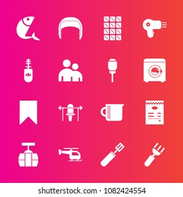 Premium set with fill vector icons. Such as transportation, transparent, flight, weight, liquid, sea, container, bar, equipment, helmet, knife, sky, food, pan, chocolate, dessert, glass, helicopter