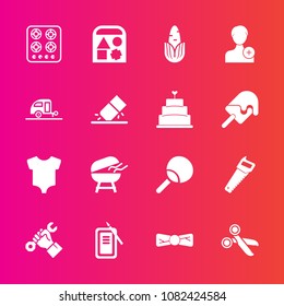 Premium set with fill vector icons. Such as tennis, clothes, japan, ink, food, gas, bow, builder, fashion, vegetable, tie, kid, tool, elegance, foreman, oven, bear, cut, inkstone, toy, saw, grill, bbq