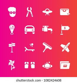 Premium set with fill vector icons. Such as retro, craft, flower, paper, rocket, roller, fashion, hipster, direction, brush, earth, summer, spring, street, paint, vacation, beach, alien, map, file, 