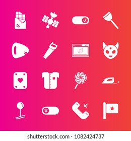 Premium set with fill vector icons. Such as musical, guitar, flag, deactivate, map, off, fashion, kitchen, chocolate, cooking, clothing, switch, shirt, phone, new, dessert, construction, ufo, candy, 