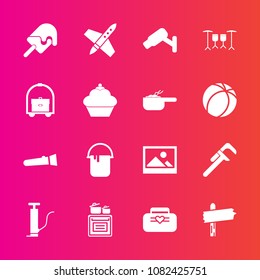 Premium set with fill vector icons. Such as flashlight, bag, security, night, technology, service, industrial, pump, old, arrow, picture, torch, light, tool, style, reparation, way, color, leather