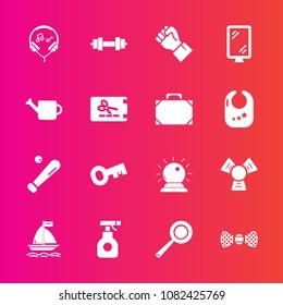 Premium set with fill vector icons. Such as gardening, cooler, pesticide, baseball, modern, sport, banner, audio, street, finger, spray, sign, plant, kitchen, bow, key, food, road, hand, music, magic