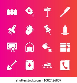 Premium set with fill vector icons. Such as hotel, ship, frame, vessel, powder, equipment, box, road, health, rocket, internet, baby, tool, direction, tea, award, cup, diploma, vacation, certificate