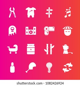 Premium set with fill vector icons. Such as asian, ball, seafood, way, health, parachute, bamboo, bodybuilding, nature, bird, kid, extreme, repair, breakfast, nutrition, chicken, food, sport, bowling