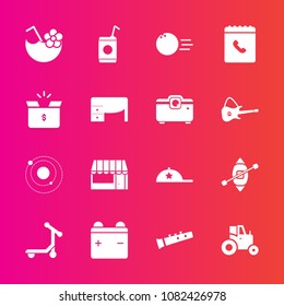 Premium set with fill vector icons. Such as glass, agriculture, pin, bowling, cap, travel, boat, drink, beverage, agricultural, grocery, cocktail, liquid, summer, science, ship, phone, food, juice