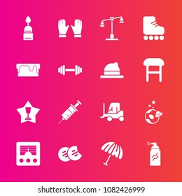 Premium set with fill vector icons. Such as food, law, car, graffiti, drill, award, transport, exploration, street, judge, first, abstract, protection, astronaut, paint, weather, doughnut, achievement