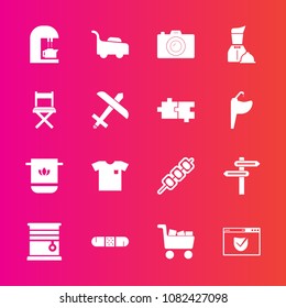 Premium set with fill vector icons. Such as cotton, coffee, photo, health, new, interior, web, caffeine, barbecue, food, home, grass, shirt, medicine, grilled, website, fashion, espresso, internet
