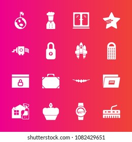 Premium set with fill vector icons. Such as kitchen, web, fashion, gadget, jewelry, leather, planet, file, nature, necklace, sign, time, star, paper, cake, cabinet, cleaner, sweet, style, smart, space