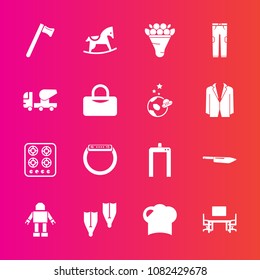 Premium set with fill vector icons. Such as smart, machine, flipper, xray, office, hat, sea, pink, wrench, gadget, clothing, equipment, chef, stove, business, cute, scan, oven, restaurant, fashion