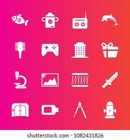 Premium set with fill vector icons. Such as battery, equipment, cutlery, tool, divider, dolphin, fish, engineering, fork, water, knife, milk, sign, music, department, fire, wildlife, energy, plastic