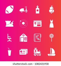 Premium set with fill vector icons. Such as building, house, ball, american, cycle, wind, interior, book, graph, drink, transport, estate, train, cold, comfortable, dessert, document, liquid, boat