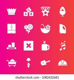Premium set with fill vector icons. Such as award, alphabet, medal, restaurant, helmet, flower, luggage, floral, royal, closed, sign, queen, education, easter, drink, decoration, glass, bag, hot, work