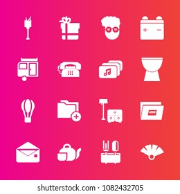 Premium set with fill vector icons. Such as chair, restaurant, japanese, balloon, paper, beverage, parachute, gift, folder, table, file, battery, communication, ice, sign, fashion, teapot, transport