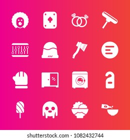 Premium set with fill vector icons. Such as dessert, drink, space, white, glass, warm, fiction, summer, hotel, cabinet, circus, winter, alien, machine, cold, scarf, ice, motel, engagement, label, food