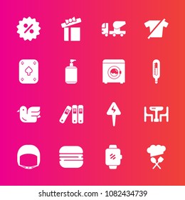 Premium set with fill vector icons. Such as food, wildlife, energy, table, dinner, sandwich, sign, price, construction, file, snack, animal, technology, work, cement, percent, chief, concrete, box