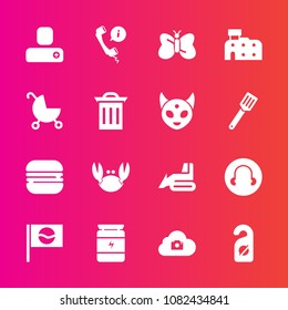 Premium set with fill vector icons. Such as cloud, cheeseburger, insect, fresh, human, crab, social, japan, equipment, burger, label, industry, seafood, web, japanese, support, sport, white, call, sea