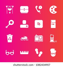 Premium set with fill vector icons. Such as brush, drawer, textbook, business, book, literature, communication, ship, graphic, glasses, flame, education, boat, care, phone, palette, campfire, footwear