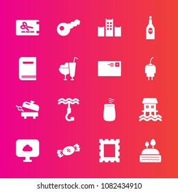 Premium set with fill vector icons. Such as mail, send, cloud, red, template, discount, sweet, cake, coupon, hook, music, border, book, houseboat, percussion, frame, heater, communication, wine, key