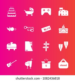 Premium set with fill vector icons. Such as heater, music, cream, sea, home, business, direction, shop, musical, white, pram, water, ice, underwater, architecture, kid, paper, pack, sweet, baby, arrow