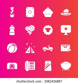 Premium set with fill vector icons. Such as play, food, warm, dish, clothing, pepper, dessert, sign, poker, adventure, plant, phone, outdoor, white, green, sport, fire, cake, add, style, vehicle, sale