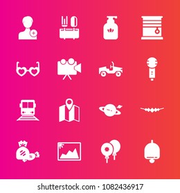 Premium set with fill vector icons. Such as saturn, curtain, hygiene, celebration, human, astronomy, home, ring, window, photo, space, dinner, bell, accessory, pin, member, clean, account, soap, train