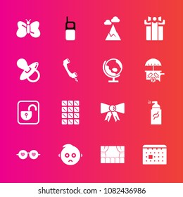 Premium set with fill vector icons. Such as calendar, protection, style, hippie, glasses, timetable, nature, phone, mountain, food, mobile, sad, street, schedule, lock, graffiti, bar, day, bow, insect