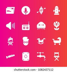Premium set with fill vector icons. Such as document, ship, safety, volume, sailboat, sound, graphic, baby, paper, faucet, art, travel, retro, water, poker, record, up, artist, microphone, voice, sink