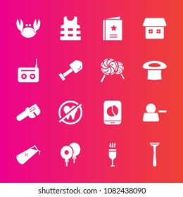 Premium set with fill vector icons. Such as business, decoration, chemical, sea, jacket, drink, equipment, delete, razor, life, construction, dentist, pictogram, dental, healthy, media, favorite, food