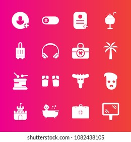 Premium set with fill vector icons. Such as emergency, energy, musical, road, add, identity, summer, switch, banner, meat, dinner, toy, account, street, bath, sand, beach, hipster, baby, kid, hotdog