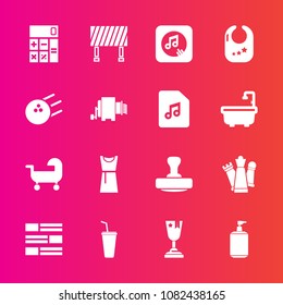 Premium set with fill vector icons. Such as clean, business, child, strategy, news, drink, king, first, piece, fashion, infant, bowling, game, achievement, winner, toy, accounting, juice, female, soap