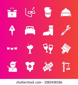 Premium set with fill vector icons. Such as fashion, drawing, sport, drink, box, child, happy, technology, holiday, alcohol, graphic, background, mask, weapon, style, glass, flag, celebration, samurai