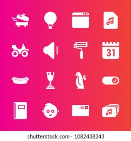 Premium set with fill vector icons. Such as childhood, parachuting, cute, winner, children, child, notebook, home, extreme, boiler, animal, meat, penguin, sign, sky, letter, page, website, jump, water